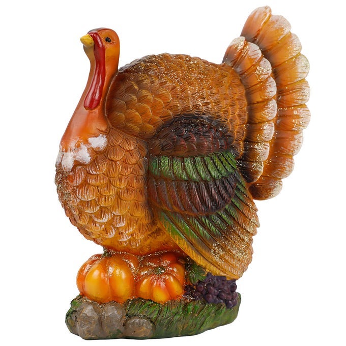 THANKSGIVING TABLE DECORATIONS RESIN TURKEY WITH PUMPKIN HANDPAINTED FALL FIGURINE CENTERPIECE FOR HOME KITCHEN OFFICE HARVEST DAY DECOR
