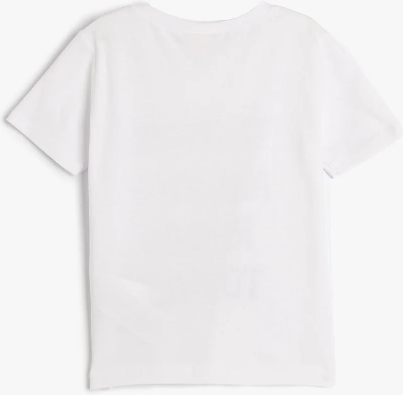 KOTON Koton T-Shirt Short Sleeve Summer Themed Print Detailed Cotton