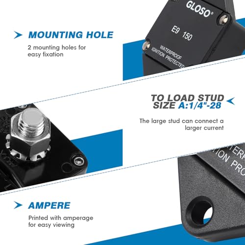 GLOSO Circuit Breaker E94 Panel Mount T1 Auto Reset for Marine Automotive Truck (100A) - Image 4