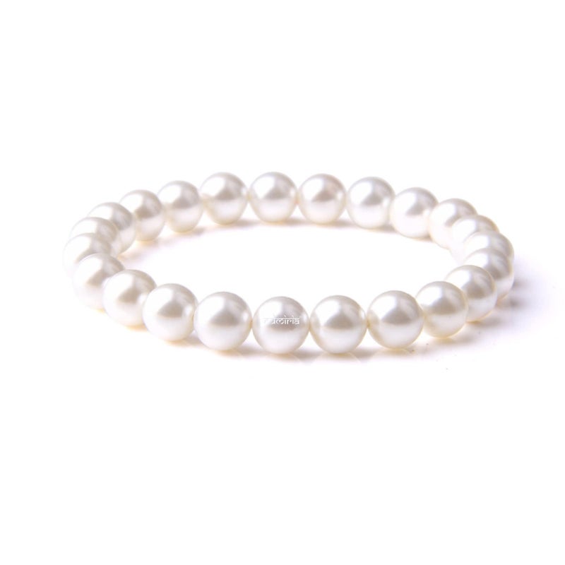 EDMIRIA 7 Day Bracelets | Shell Pearl Semi Precious Reiki Chakra Stones for Monday | Day wise Healing Meditation Crystal 8mm Gemstones Bracelet for Men & Women (Monday) - Image 4