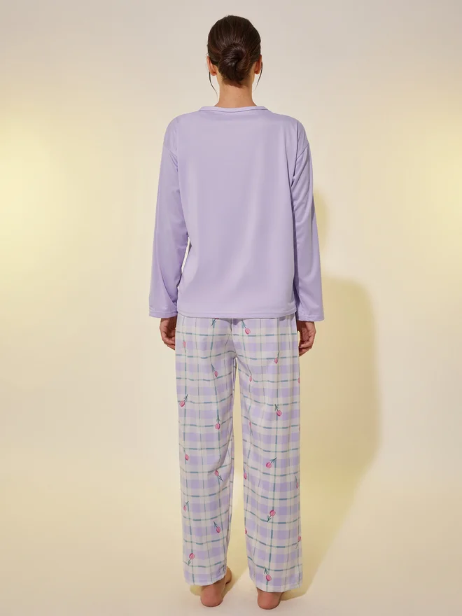 Take Two Take Two Solid Long Sleeve T-Shirt with Bra and Printed Pyjama Set