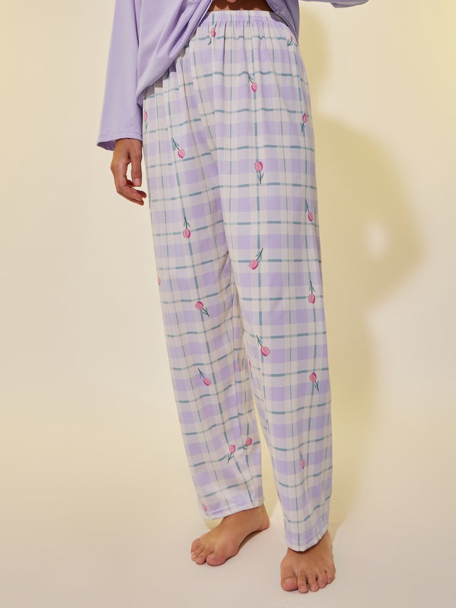 Take Two Take Two Solid Long Sleeve T-Shirt with Bra and Printed Pyjama Set  - Image 4