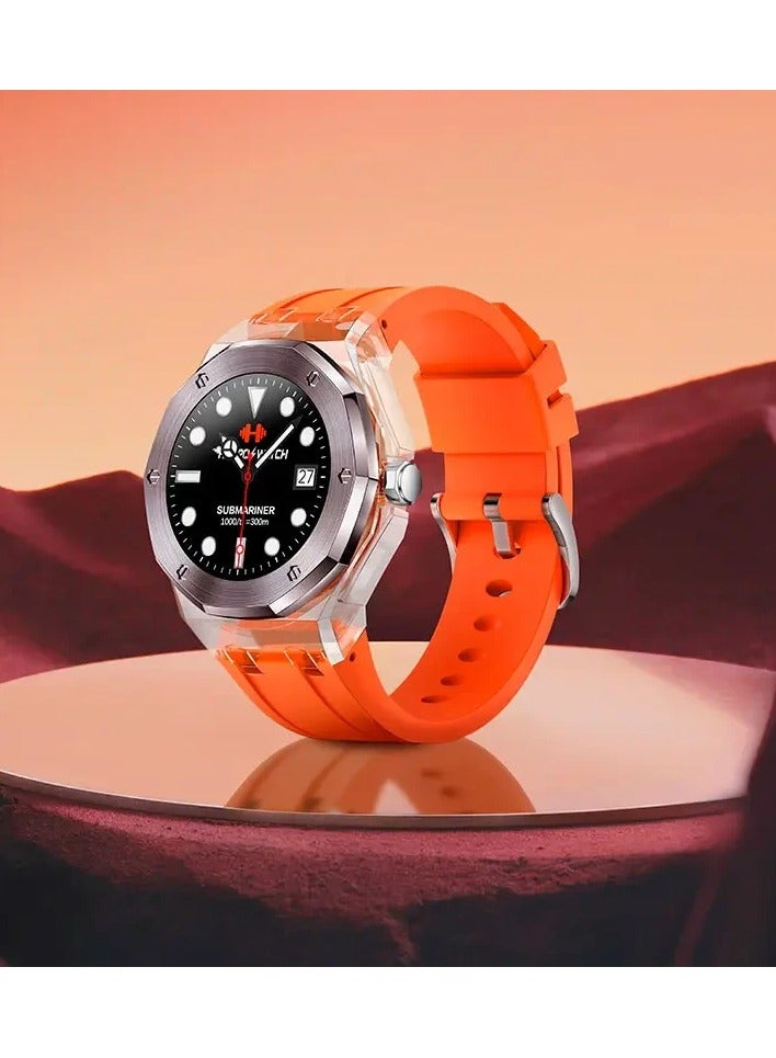 هوكو ساعة HOCO Y13 1.09 بوصة بلوتوث 5.0 ذكية بإطار من الفولاذ المقاوم للصدأ مع حافظة كريستالية للرجال تدعم مراقبة النوم الرياضية لون برتقالي - Image 5