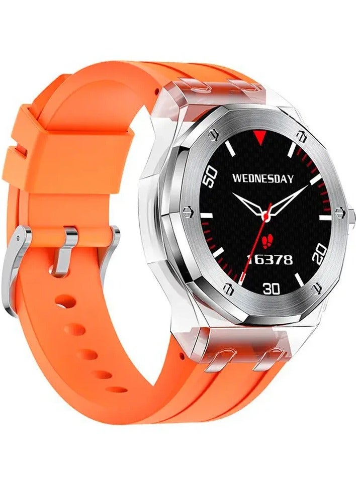 هوكو ساعة HOCO Y13 1.09 بوصة بلوتوث 5.0 ذكية بإطار من الفولاذ المقاوم للصدأ مع حافظة كريستالية للرجال تدعم مراقبة النوم الرياضية لون برتقالي - Image 1