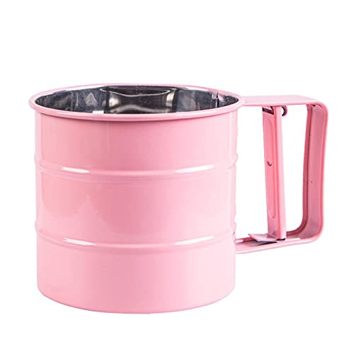 Melostu Cenbee Flour sieve stainless steel material manufacturing,Coffee Sieve Cup,Semi Automatic 2 Cup Sifter for Baking | Fine Mesh Pastry Sieve Cup（Pink） - Image 1