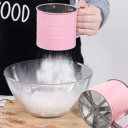 Melostu Cenbee Flour sieve stainless steel material manufacturing,Coffee Sieve Cup,Semi Automatic 2 Cup Sifter for Baking | Fine Mesh Pastry Sieve Cup（Pink） - Image 4
