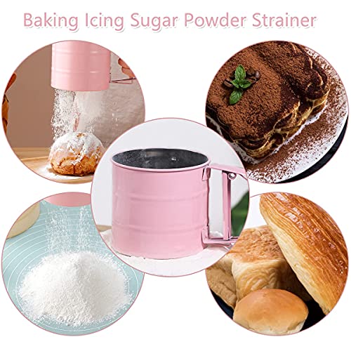 Melostu Cenbee Flour sieve stainless steel material manufacturing,Coffee Sieve Cup,Semi Automatic 2 Cup Sifter for Baking | Fine Mesh Pastry Sieve Cup（Pink） - Image 5
