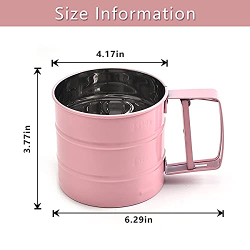 Melostu Cenbee Flour sieve stainless steel material manufacturing,Coffee Sieve Cup,Semi Automatic 2 Cup Sifter for Baking | Fine Mesh Pastry Sieve Cup（Pink） - Image 3