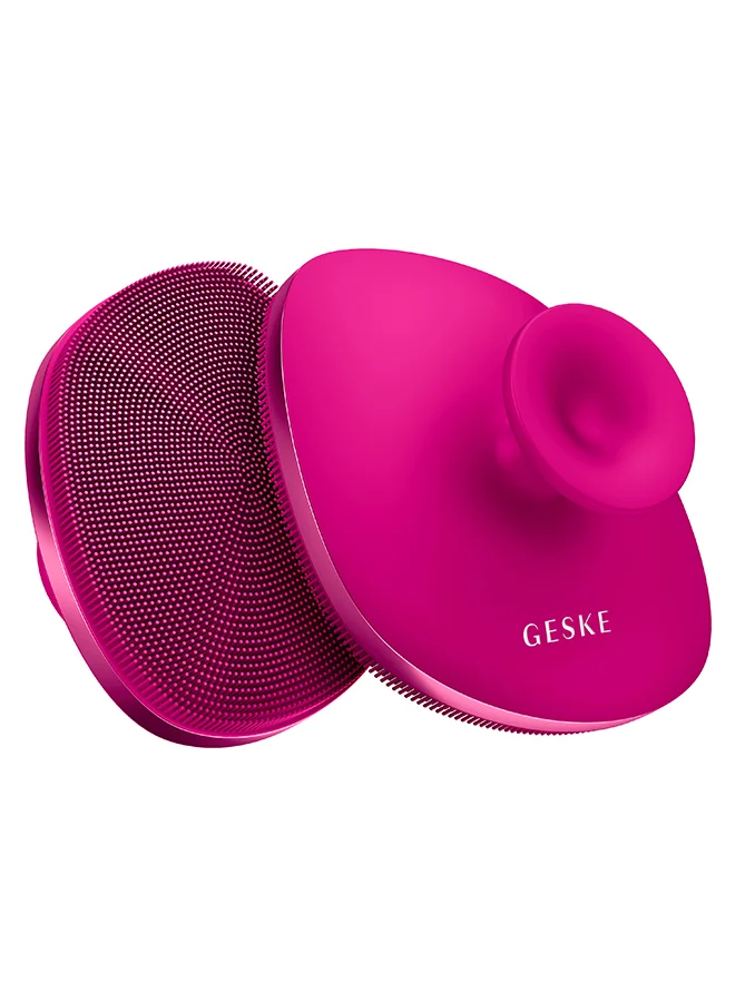 GESKE GESKE Body Brush | 4-in-1| Soft Silicone Body Cleansing Brush, Shower Scrubber | Gentle Exfoliating and Massage for All Skin Types | Two-Finger Handle Design & Suction Mount-Magenta