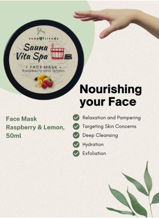 Soap&Friends Raspberry Lemon Gel Face Mask for Sauna and Steam Bath Glow, 50ml  - Image 4