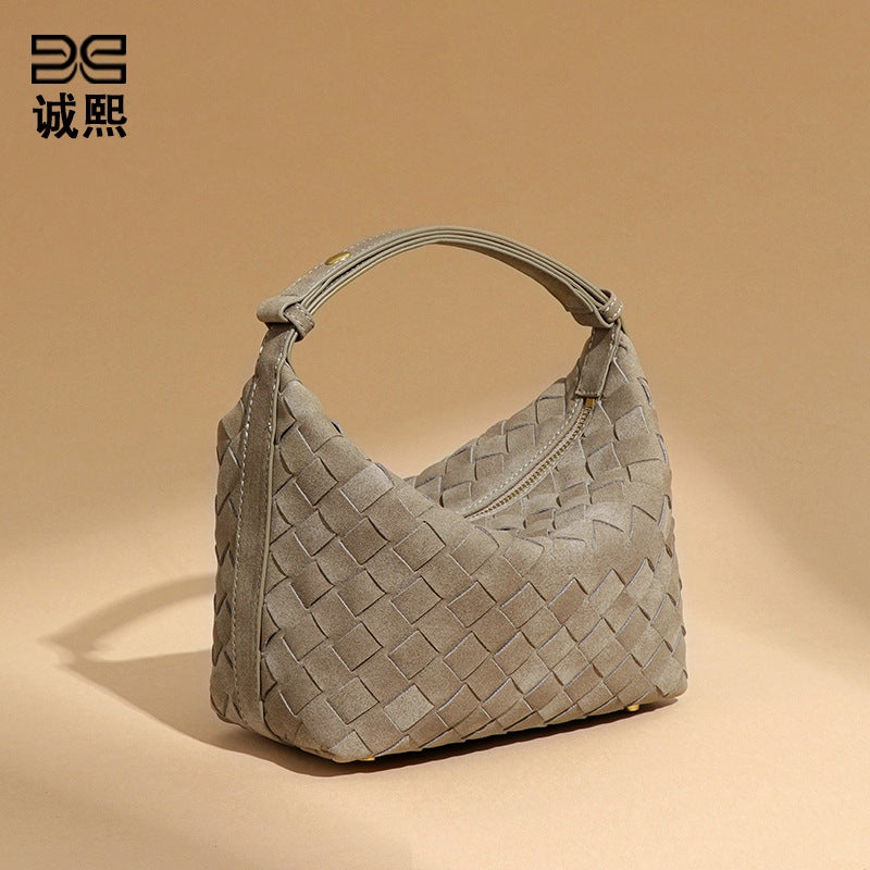 Autumn and Winter 2026 Frosted Woven Hand Carrying Lunch Box Bag Small All-match Mini Lunch Bag Women's Handbag - Image 4
