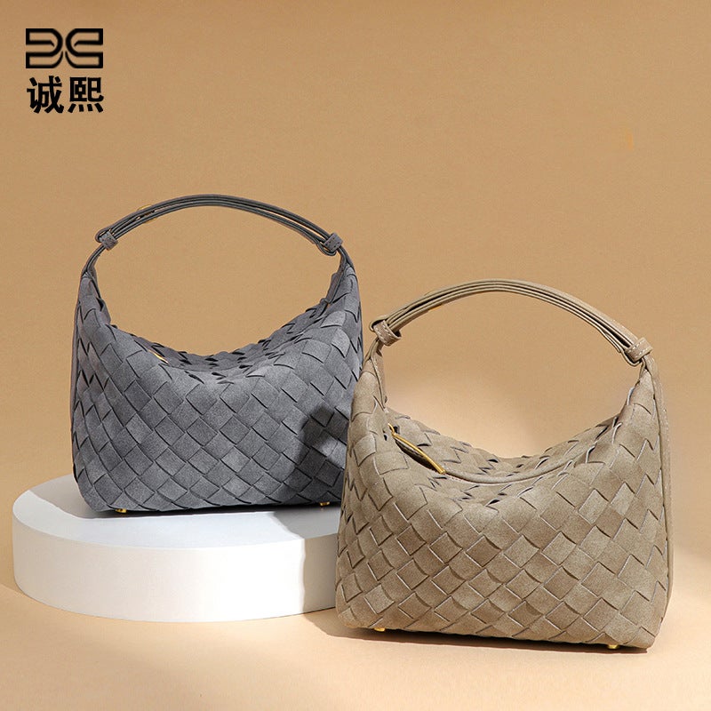 Autumn and Winter 2026 Frosted Woven Hand Carrying Lunch Box Bag Small All-match Mini Lunch Bag Women's Handbag - Image 3