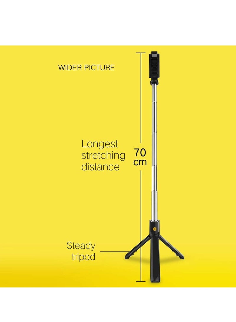 K07 Selfie Stick Built-in Tripod Bluetooth 4.0 Wireless Mini Portable Extendable Monopod for Smartphones ertg Black  - Image 5