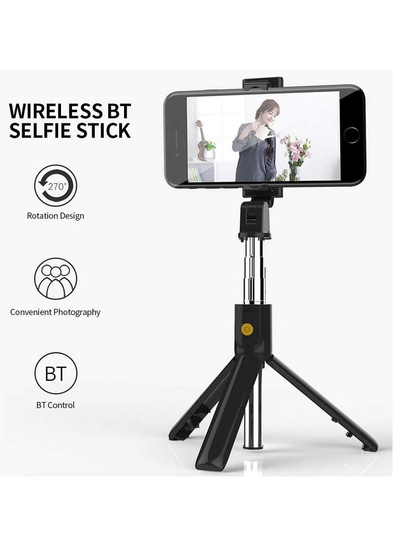 K07 Selfie Stick Built-in Tripod Bluetooth 4.0 Wireless Mini Portable Extendable Monopod for Smartphones ertg Black  - Image 2
