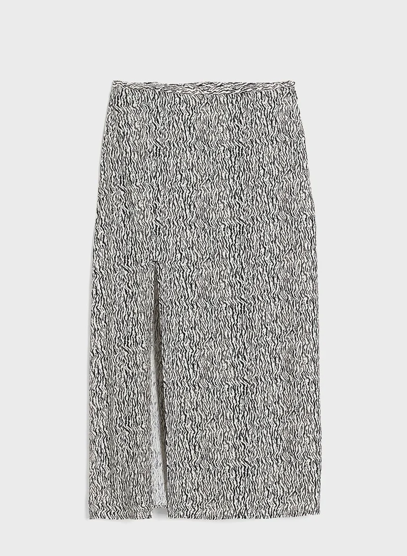 H&M Floral Print Front Slit Skirt