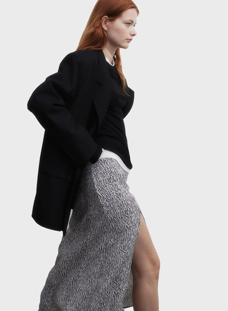 H&M Floral Print Front Slit Skirt