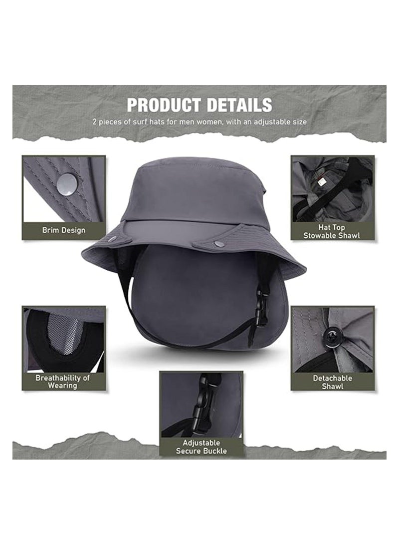 Y&D 2 Pcs Bucket Hats for Men Women Surf Hat with Chin Straps Sun Hiking Surfing Camping Boating Water Sports - Image 4