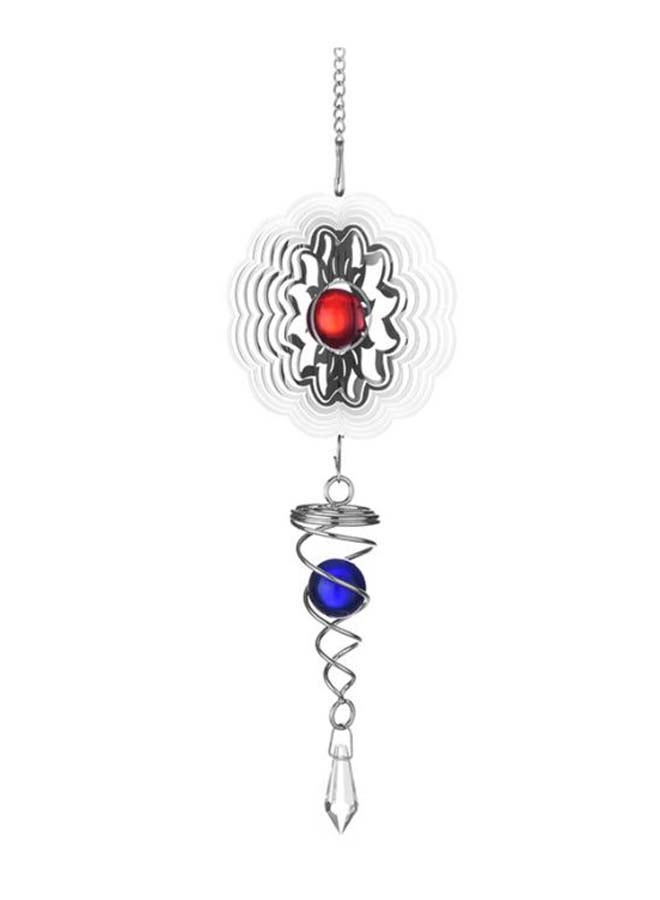 NIBEMINENT Crystal Ball Ornament Wind Chimes Blue/Red/Silver 18.3inch