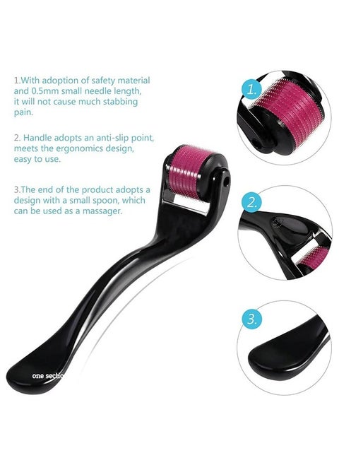 540 Needles Skin Tighten Titanium Alloy Needle Derma Roller Black/Pink