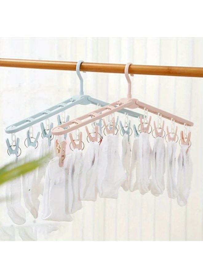 Gray Portable Windproof Folding Clothes Drying Rack With 8 Clips 360 Rotating Hanger For Travel Home - Image 2