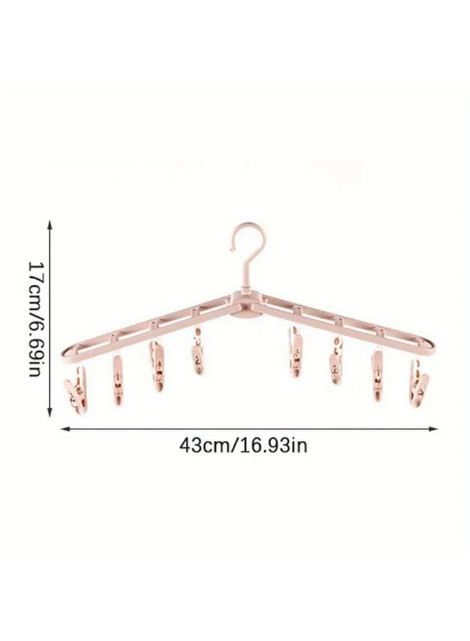 Gray Portable Windproof Folding Clothes Drying Rack With 8 Clips 360 Rotating Hanger For Travel Home - Image 4