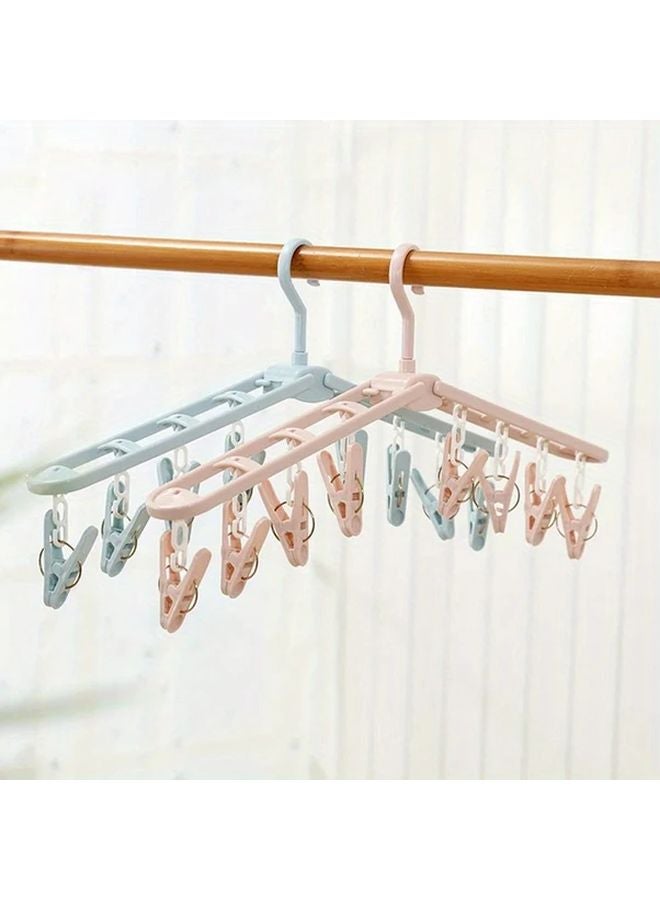 Gray Portable Windproof Folding Clothes Drying Rack With 8 Clips 360 Rotating Hanger For Travel Home - Image 3