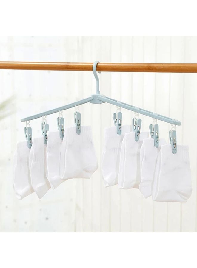 Gray Portable Windproof Folding Clothes Drying Rack With 8 Clips 360 Rotating Hanger For Travel Home - Image 5