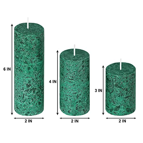 PROSPERRO LUMO By Parkash Candles Set Of 3 Fragrance Pillar Candles Marble Finish (Mogra Fragrance), Paraffin Wax - Sea Green - Mogra Fragrance - Image 5