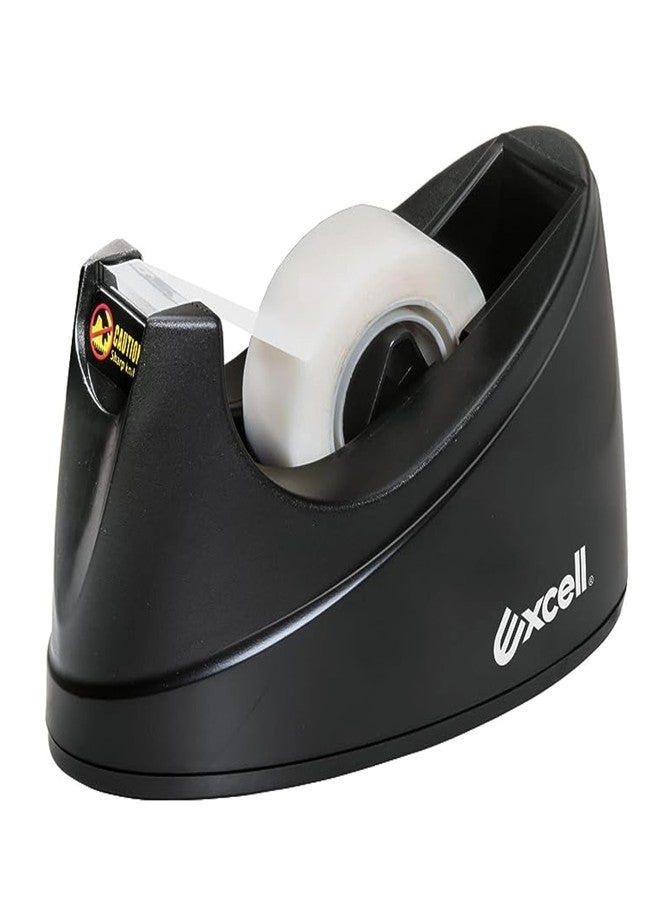 Excell EX-116BK OFFICEPLUS Desk Tape Dispenser with Non-Skid Base, 3/4" Wide, 1" Core, Durable Plastic Tape Holder, Weighted Tape Dispenser for Desk, Easy Use w/One Hand 1 inch Tape Dispenser - 1 Pack - Image 1