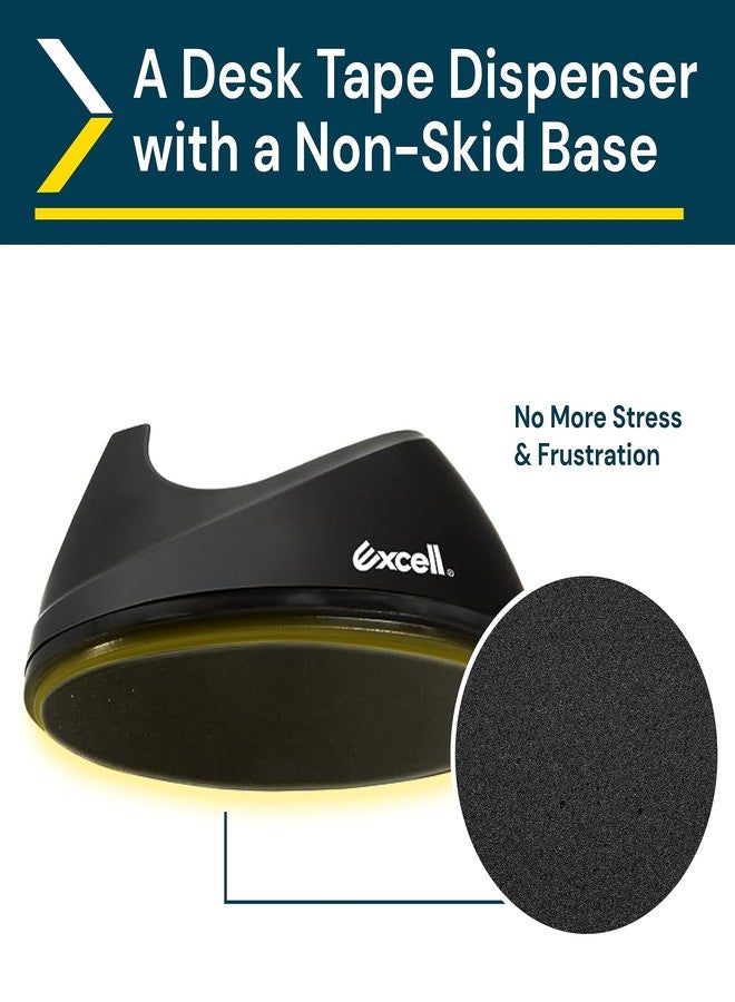 Excell EX-116BK OFFICEPLUS Desk Tape Dispenser with Non-Skid Base, 3/4" Wide, 1" Core, Durable Plastic Tape Holder, Weighted Tape Dispenser for Desk, Easy Use w/One Hand 1 inch Tape Dispenser - 1 Pack - Image 2