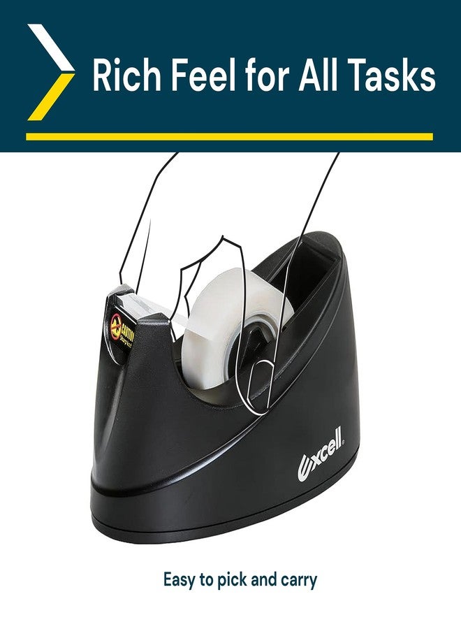 Excell EX-116BK OFFICEPLUS Desk Tape Dispenser with Non-Skid Base, 3/4" Wide, 1" Core, Durable Plastic Tape Holder, Weighted Tape Dispenser for Desk, Easy Use w/One Hand 1 inch Tape Dispenser - 1 Pack - Image 4