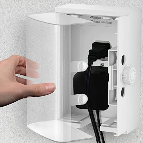 Wappa Baby Clear Outlet Cover Box Patented Double Lock for Much Better Toddler Proofing Easier Operation Simple 3 Step Install with Included Screws Provides Extra Space Inside for Plugs