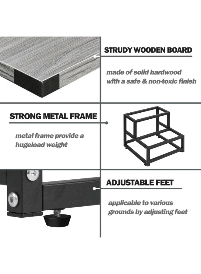 والالا مقاعد خشبية ذات درجتين للبالغين والأطفال، مقعد سرير متين، درجات سرير، مسند قدم معدني، وسادة معززة للمنزل، مسند قدم تحت المكتب للمنزل والمكتب - Image 2