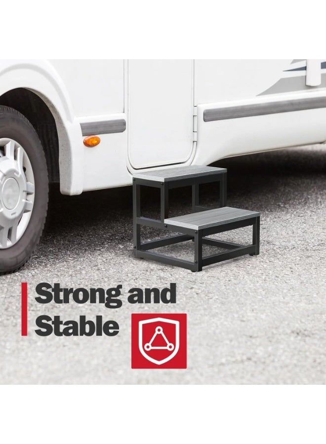 والالا مقاعد خشبية ذات درجتين للبالغين والأطفال، مقعد سرير متين، درجات سرير، مسند قدم معدني، وسادة معززة للمنزل، مسند قدم تحت المكتب للمنزل والمكتب - Image 3