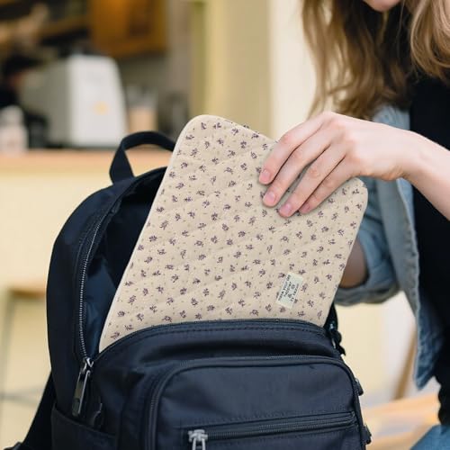 BBIQI Puffy Laptop Sleeve 13-15.6 Inch Cute Quilted Laptop Protective Case Padded Floral Computer Sleeve for MacBook (A-Purple, 13 Inch) - Image 5