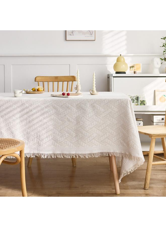 Bluejw French Cream Cotton Linen Style Tablecloth Advanced Atmosphere Photo Decorative Tablecloth Coffee Table Cover Towel Rectangular Tablecloth - Image 4