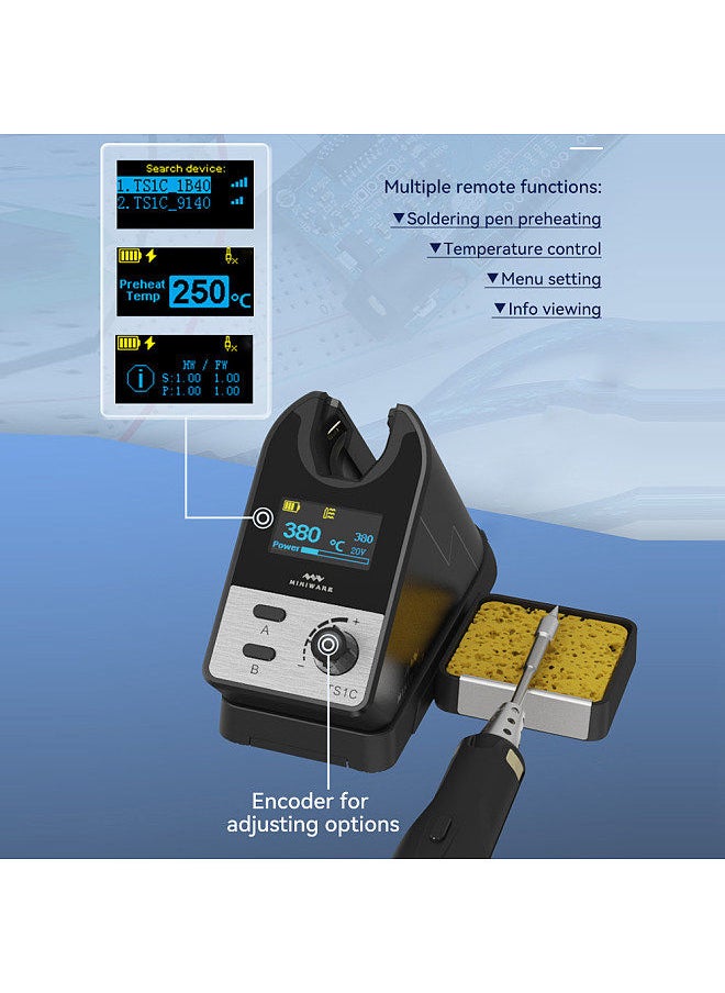TS1C Wireless Soldering Iron Super-Capacitor Storage Tech BT Communication Intelligent Preheating Standard PD Powersupply Easy Firmware Upgrade with TS-B02 Bit