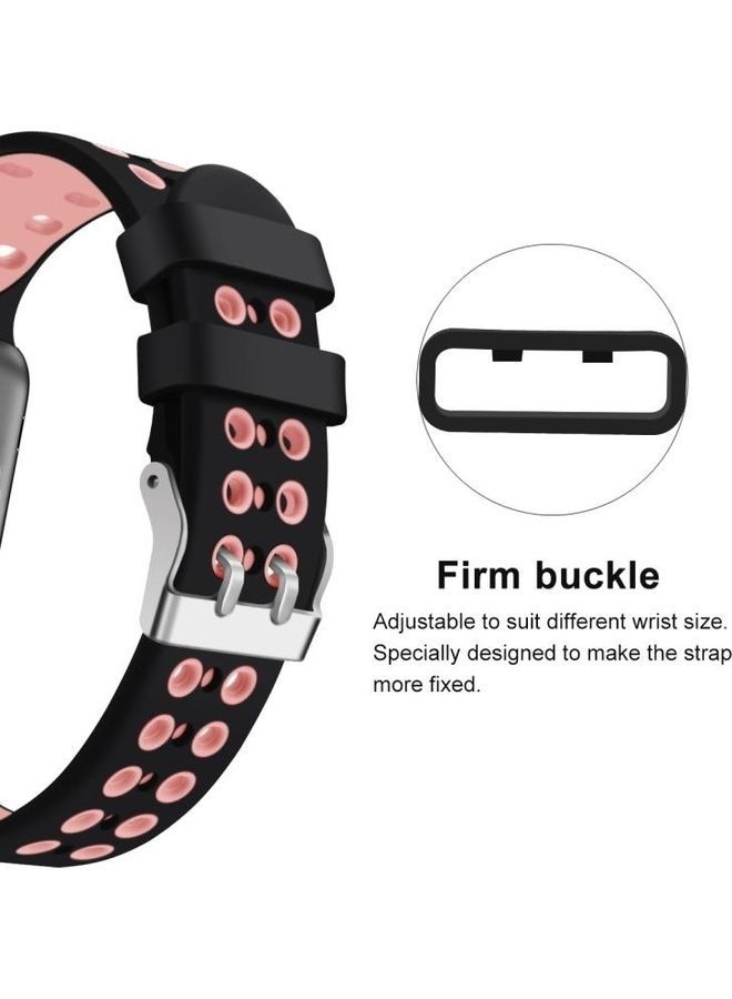 نيبمينينت سوار معصم بديل من السيليكون بلونين مزدوج الصدر لساعة أبل سيريس 7/6/SE/5/4/3/2/1 مقاس 42/44/45 مم أسود/ وردي - Image 4