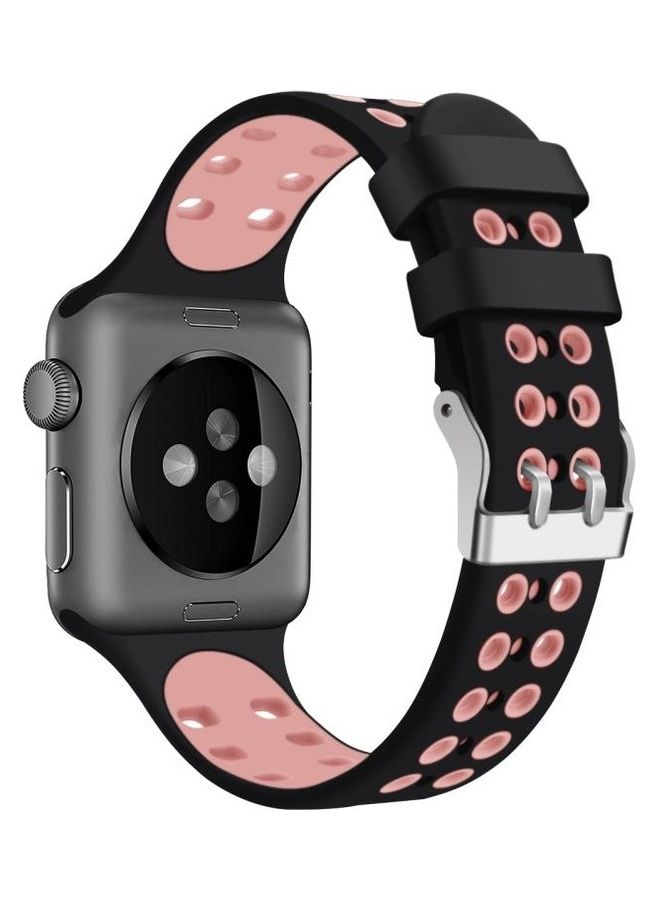 نيبمينينت سوار معصم بديل من السيليكون بلونين مزدوج الصدر لساعة أبل سيريس 7/6/SE/5/4/3/2/1 مقاس 42/44/45 مم أسود/ وردي - Image 2