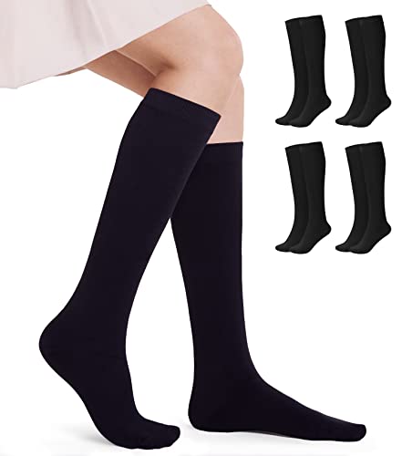 FITRELL 4 Pack Women's Knee High Socks Outdoor Sports Athletic Socks Casual Tube, Black - Image 3