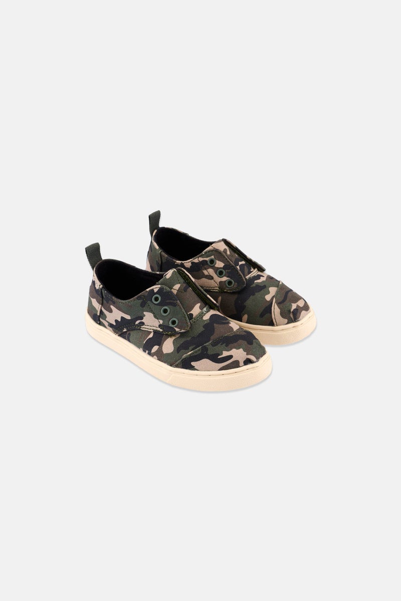 TOMS Toddlers Boy Slip On Camo Print Casual Shoes, Green - Image 1