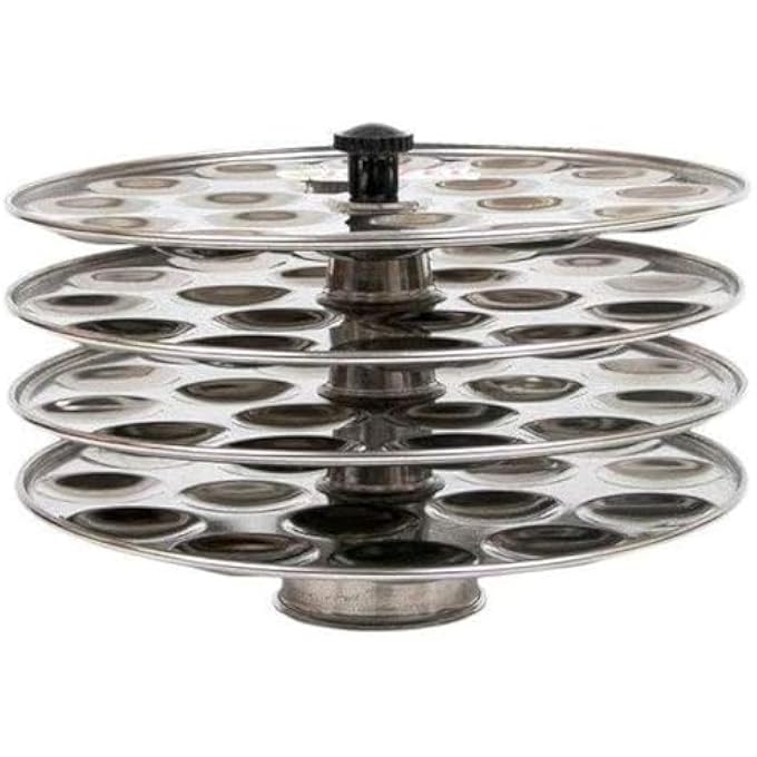 Dharam Paul Traders Stainless Steel Mini Idli Maker Stand  Podi Idli Steamer With 4 Plates And 48 Cavities12 Cavities In 1 Plate - Image 1
