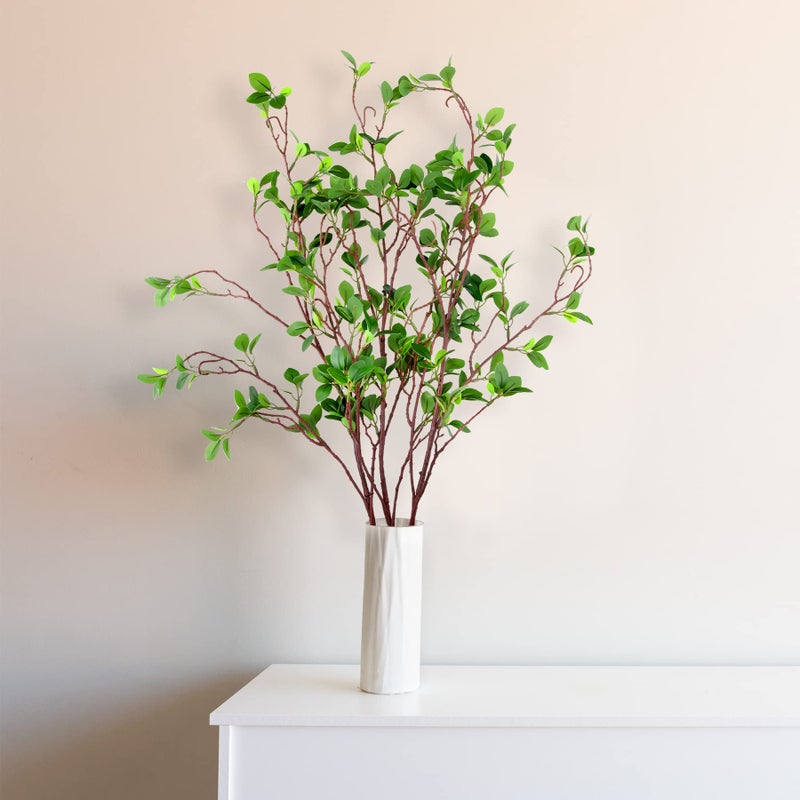 AUSTOR 3 Packs 45" Artificial Ficus Stems Faux Green Branches Leaf Stem Fake Green Bushes Shrubs Ficus Twig Stems for Vase Filler Home Wedding Office Decor - Image 4