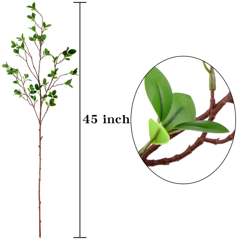 AUSTOR 3 Packs 45" Artificial Ficus Stems Faux Green Branches Leaf Stem Fake Green Bushes Shrubs Ficus Twig Stems for Vase Filler Home Wedding Office Decor - Image 3