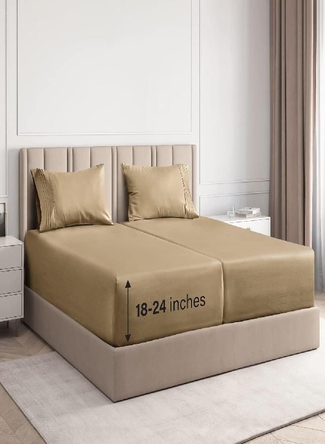 CGK Unlimited Extra Deep Pocket Sheets - 5 Piece Sheet Set - Split King Size Sheets Deep Pocket - Extra Deep Bed Sheets - Deep Split King Fitted Sheet Set - Super and Ultra Deep Sheets - for Extra Deep Mattress 