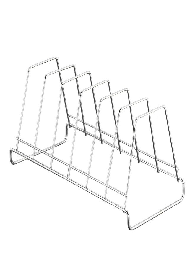 GRIDKITCHEN Stainless Steel Plate and Lid Stand for Kitchen Cabinet & Dining Table - Dish Rack Holder (Small, 1) - Image 1