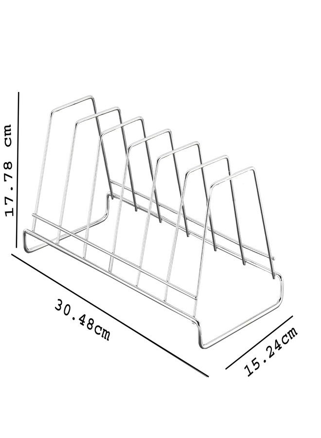 GRIDKITCHEN Stainless Steel Plate and Lid Stand for Kitchen Cabinet & Dining Table - Dish Rack Holder (Small, 1) - Image 2