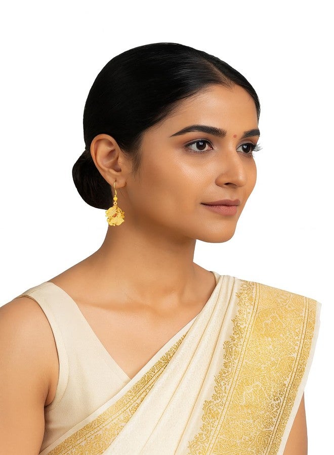 SHANKHRAJ MALL Geometric Gold-Plated Drop Dangle Earrings, Square Pattern Design, Fish Hook - Image 4