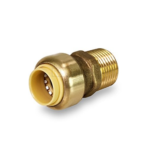 SUPPLYGIANT Pushlock UPMC12 1/2 Inch Long Push X Male Adapter for Push-Fit Fittings, Brass, Connects PEX, CPVC and Copper, 0.5 inch - Image 1