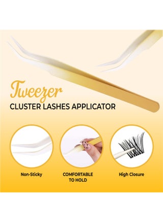 Pre Bond Type Lashes Kit with Tweezers Self Adhesive Eyelashes Eyelash Clusters Kit, False Eyelashes D Curl Pre Glued Lash Clusters Wispy Lashes Cluster Kit Lash Clusters for Beginners and Salon use Press On DIY Lash Extension Eye Makeup Kit Falselashes 10-16mm Size 100 Pcs - view 5
